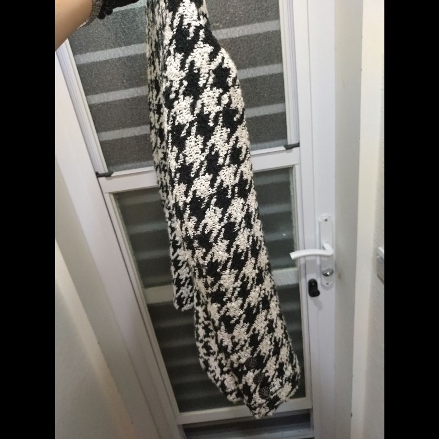 Chanel 黑紗拼黑白千鳥格毛呢外套-13