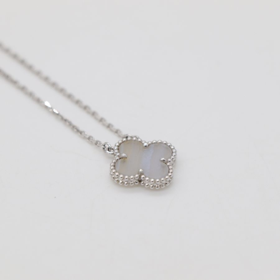 Van Cleef & Arpels Vintage Alhambra 中號 單花 項鏈 18K白金 紫玉髓 項鏈-4