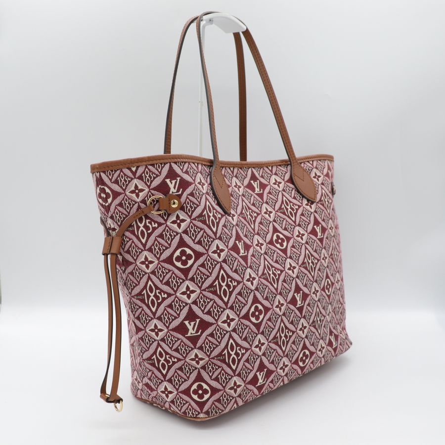 Louis Vuitton 路易威登 Neverfull MM 紅色 織物 單肩包 購物袋-2
