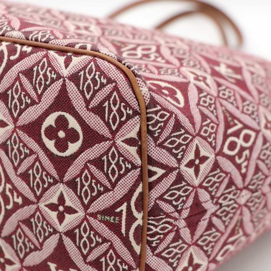 Louis Vuitton 路易威登 Neverfull MM 紅色 織物 單肩包 購物袋-6
