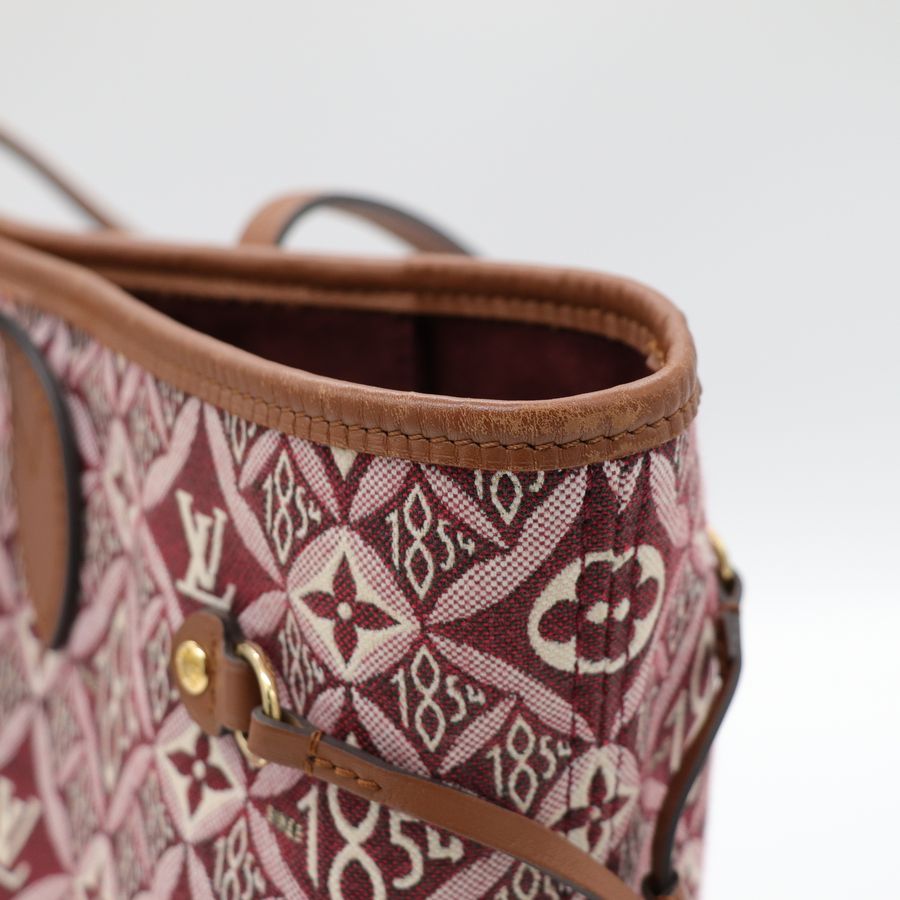 Louis Vuitton 路易威登 Neverfull MM 紅色 織物 單肩包 購物袋-9