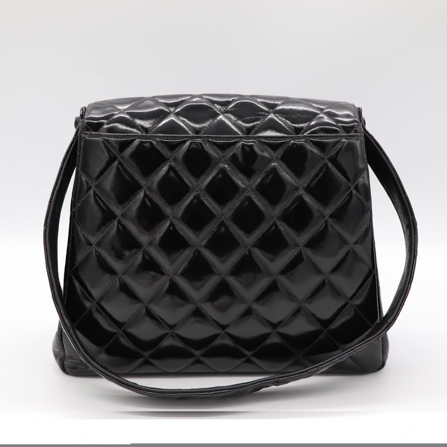 Chanel 香奈兒 Vintage中古 黑色漆皮菱格紋凱莉包 Kelly bag-4