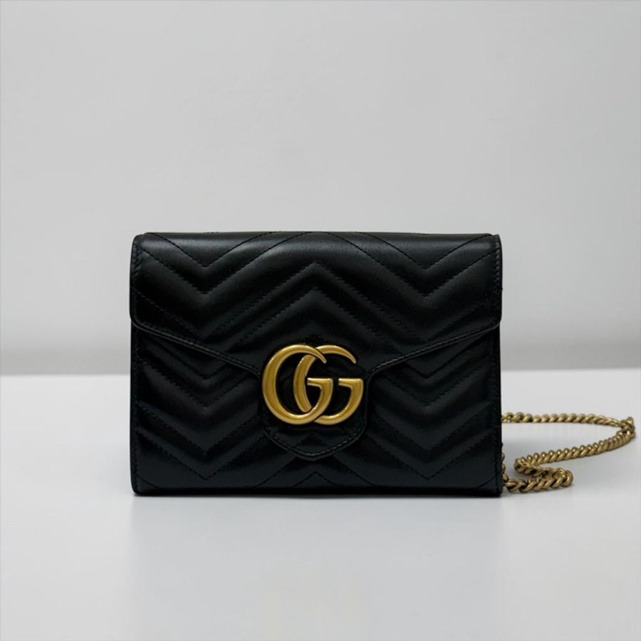莉亞精品♡Gucci 馬夢woc 黑金 二手美包-0