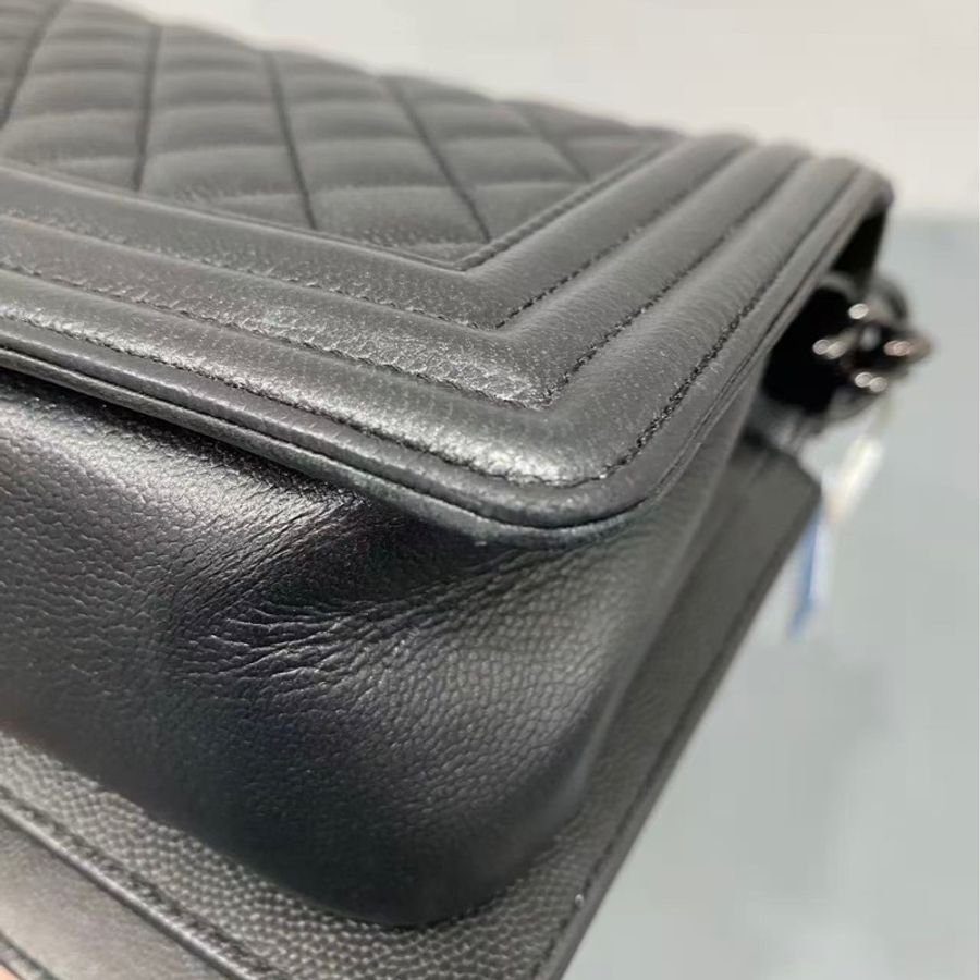 Chanel • Le Boy 25 全黑荔枝牛皮 So Black 全配-9