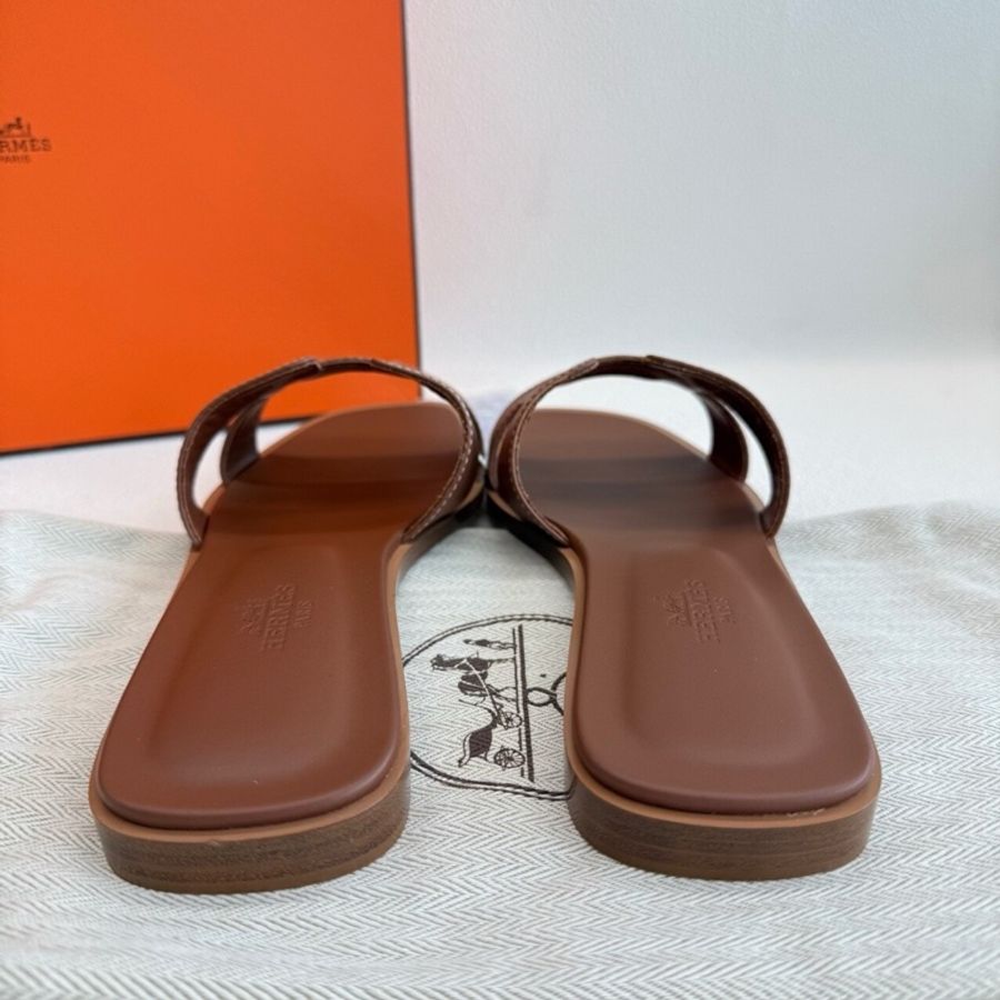 Hermes 愛馬仕H拖鞋Oran 棕色 經典款 金棕色 35.5碼-5