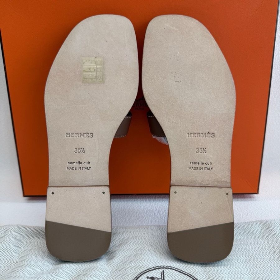 Hermes 愛馬仕H拖鞋Oran 棕色 經典款 金棕色 35.5碼-7