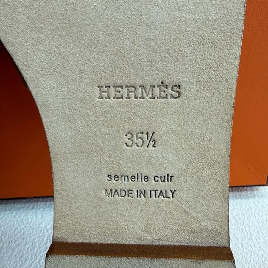 Hermes 愛馬仕H拖鞋Oran 棕色 經典款 金棕色 35.5碼-9