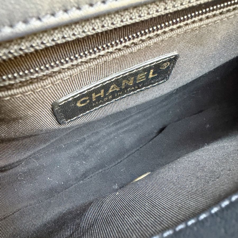Chanel香奈兒黑金拼色馬鞍包+25開 底長22cm-7