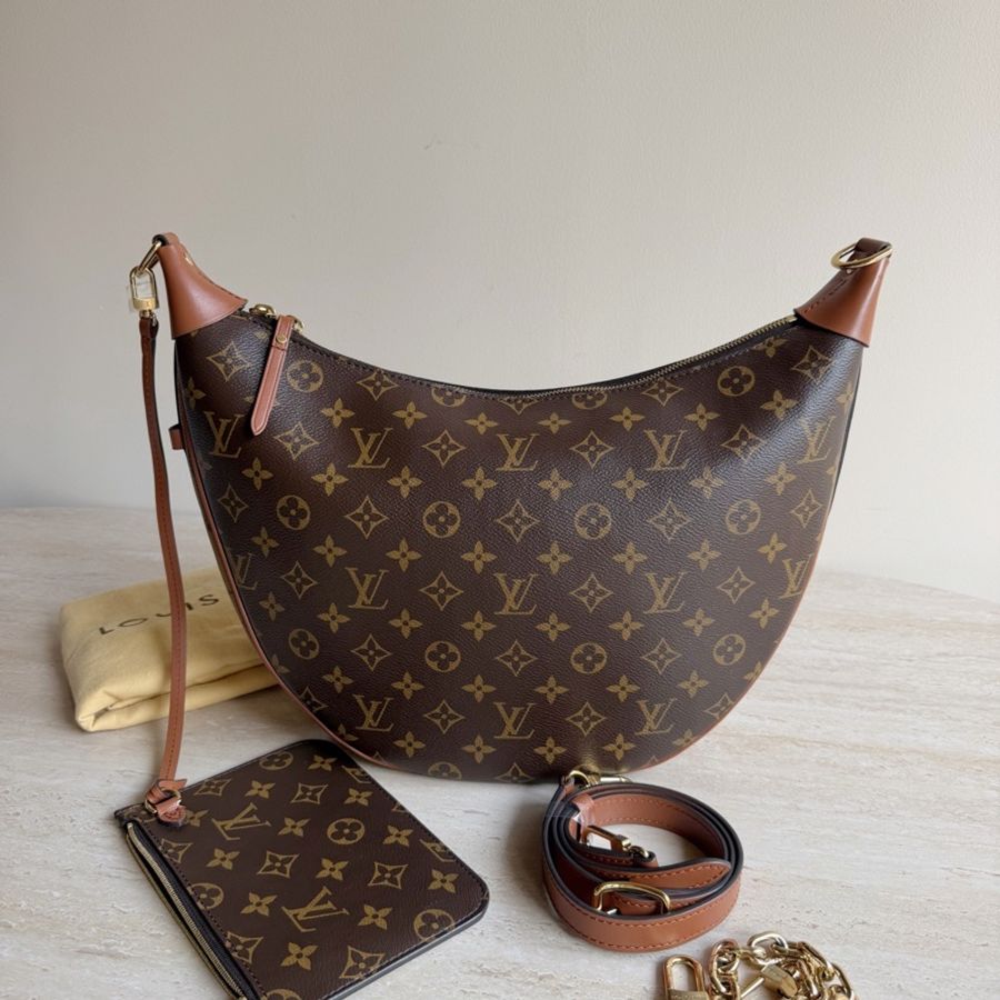 Louis Vuitton路易威登Loop Hobo老花拼色大月亮 芯片款 底長38-0