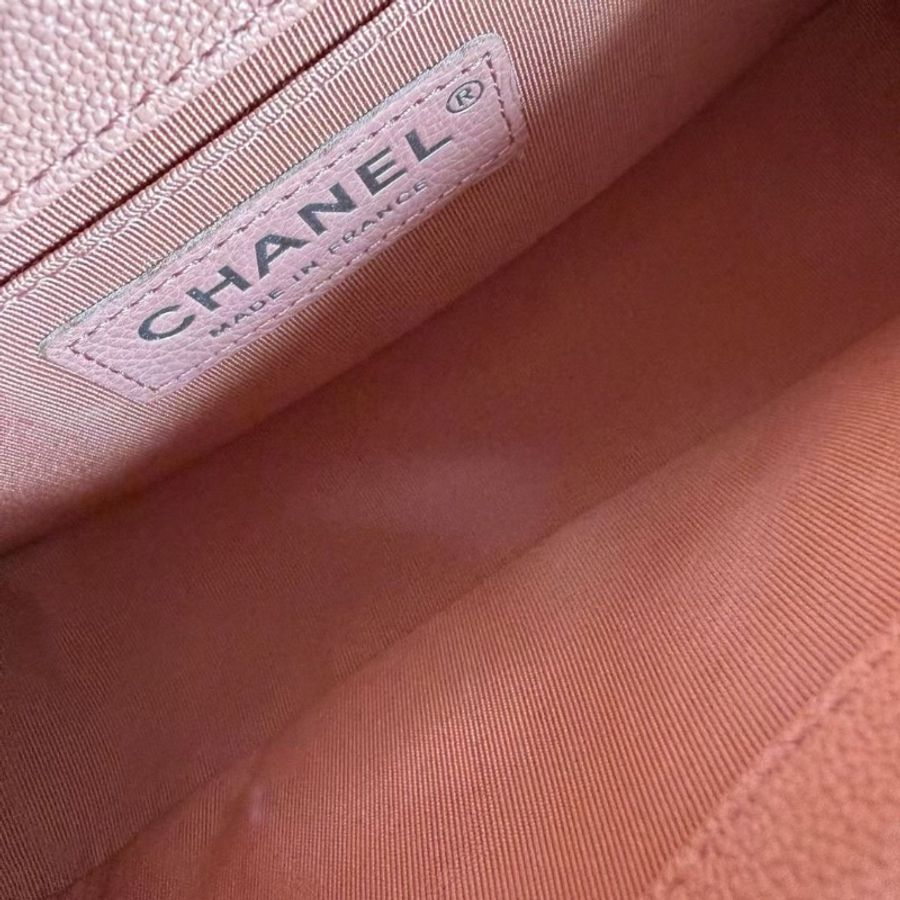 Chanel Leboy小號 荔枝皮 橘粉色 銀扣 20*12*6  95新 配件盒子 塵袋 保卡-7
