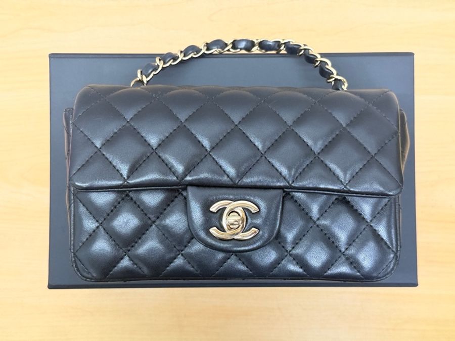 香奈兒 Chanel mini coco cf20 黑淡金 小羊皮-6