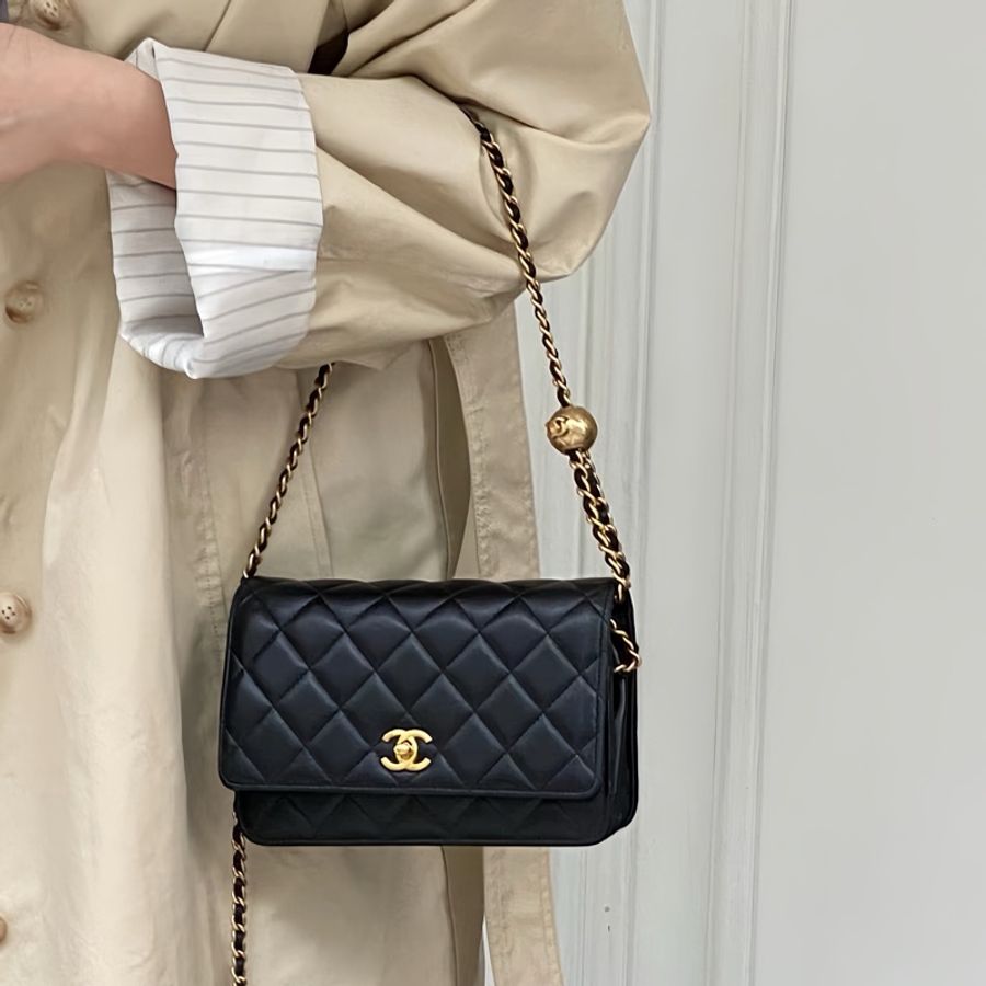 Chanel 香奈兒 黑金金球調節扣 WOC 鏈條包｜芯片款🤩-0