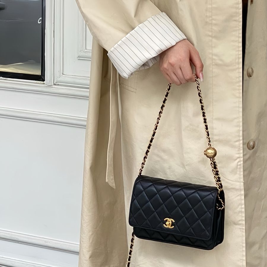 Chanel 香奈兒 黑金金球調節扣 WOC 鏈條包｜芯片款🤩-1