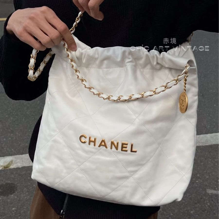絕美神包閉眼入😍✨Chanel香奈兒白金中號22bag垃圾袋單肩鏈條包-0