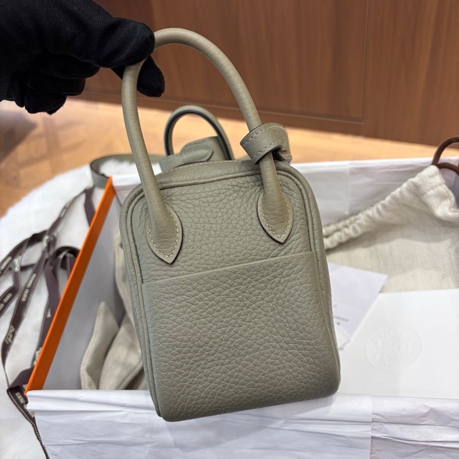 🌈Hermes🧡Mini Lindy一代🧡Q1鼠尾草金扣🌈全新有單有盒🌈TC皮🌟Stamp B🌟minilindy🌟lindy🌟愛馬仕🌟-5