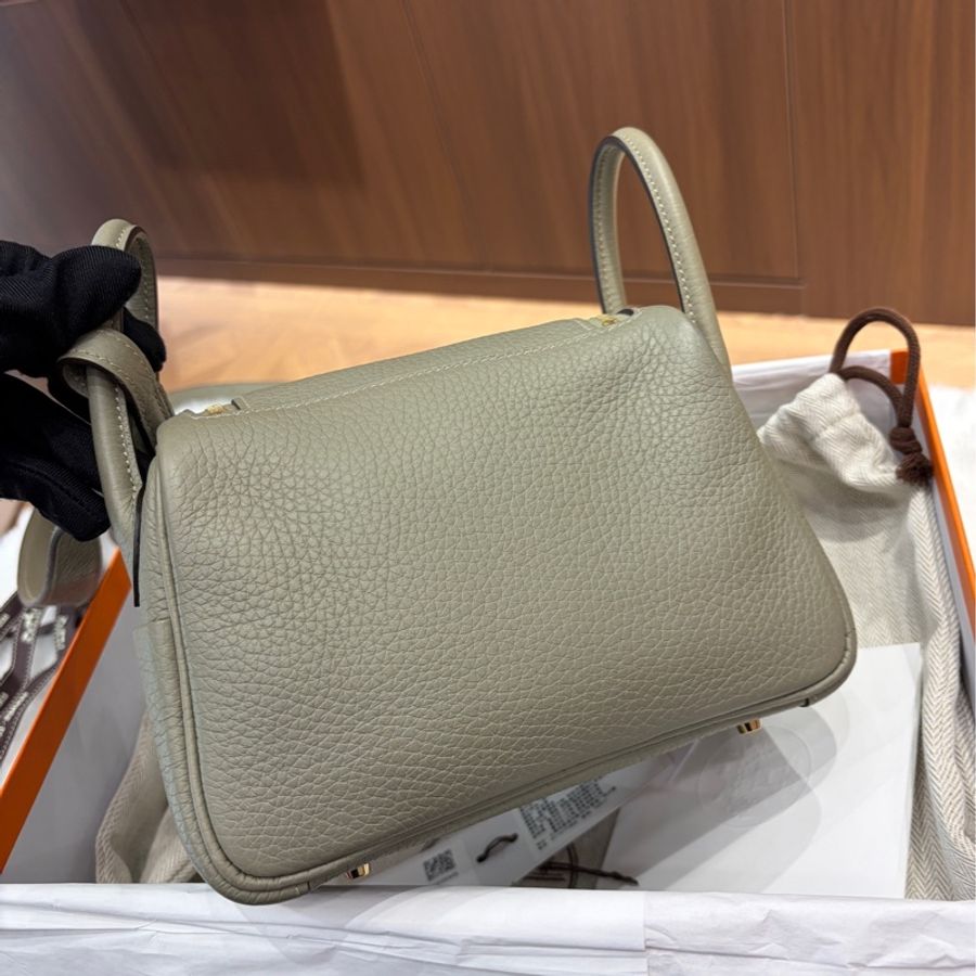 🌈Hermes🧡Mini Lindy一代🧡Q1鼠尾草金扣🌈全新有單有盒🌈TC皮🌟Stamp B🌟minilindy🌟lindy🌟愛馬仕🌟-9