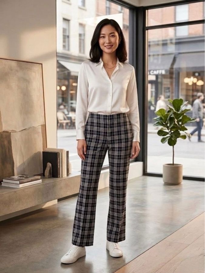 BURBERRY 倫敦 格紋彈性長褲-1