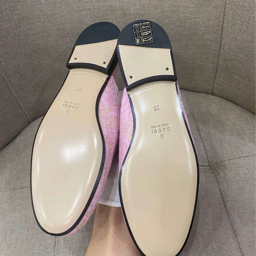 未使用Gucci古馳粉色蕾絲穆勒拖鞋 35碼 無配件：單品-5