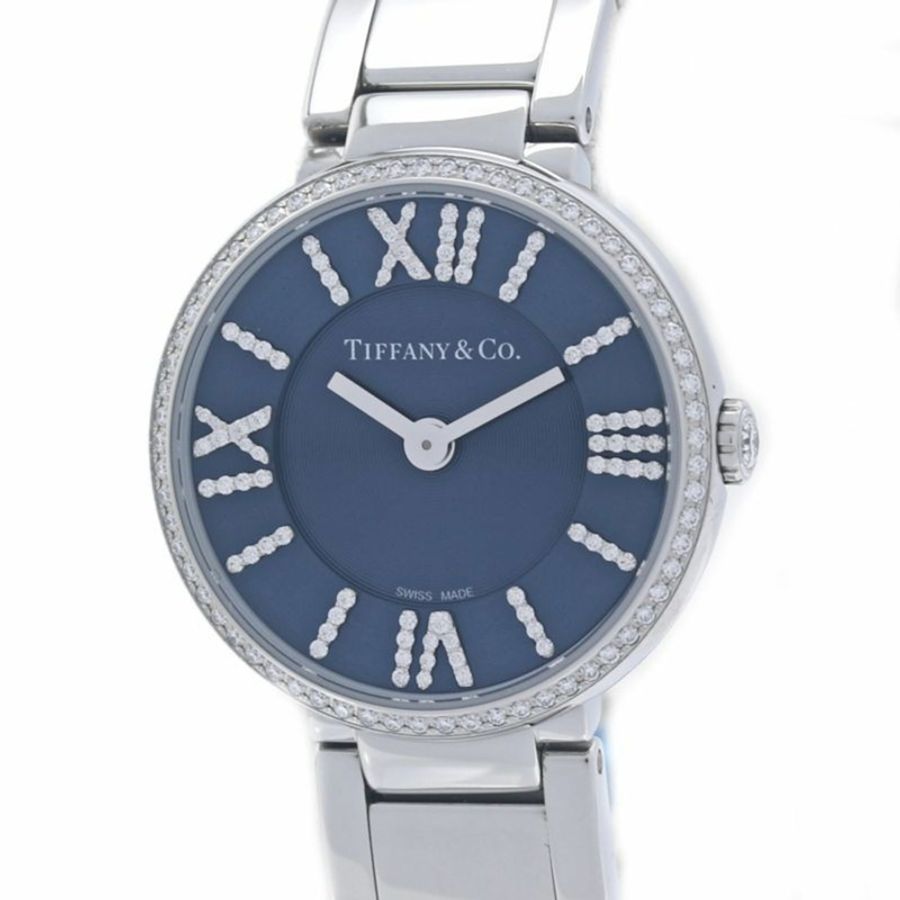 TIFFANY&Co.) Atlas 雙指針鑲鑽腕錶 69291651 女士精鋼腕錶 40349-0