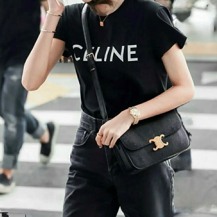 Celine Triomphe Lizard ( Black / Gold )-9