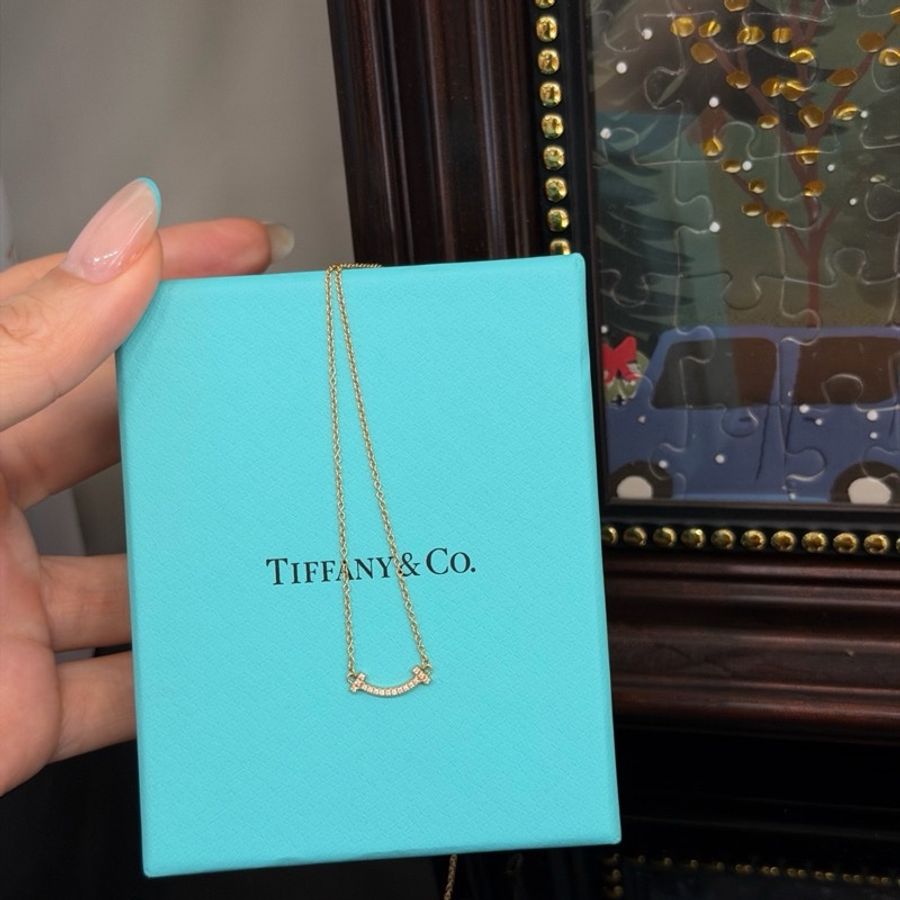Tiffany 蒂夫尼滿鑽玫瑰金小u項鍊 無配件 單品-0