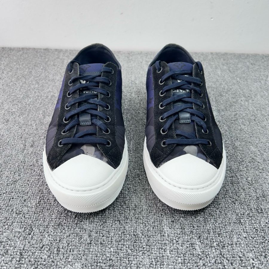 Louis Vuitton 路易威登 LV 帆布鞋板鞋 星空藍色老花滿印 尺碼：42.5-3