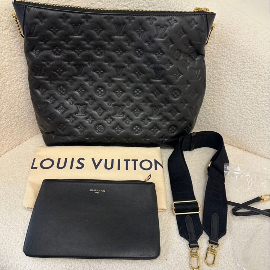 LOUIS VUITTON Coussin 小牛皮流浪包 手提、斜挎、單肩包 中號，女款 黑色牛皮-2