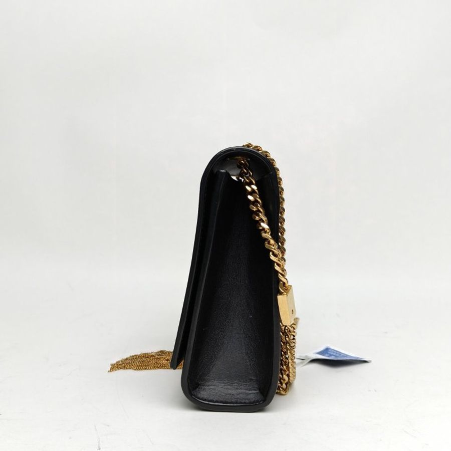 SAINT LAURENT KATE中號24光面流蘇黑色牛皮金扣肩背包-3