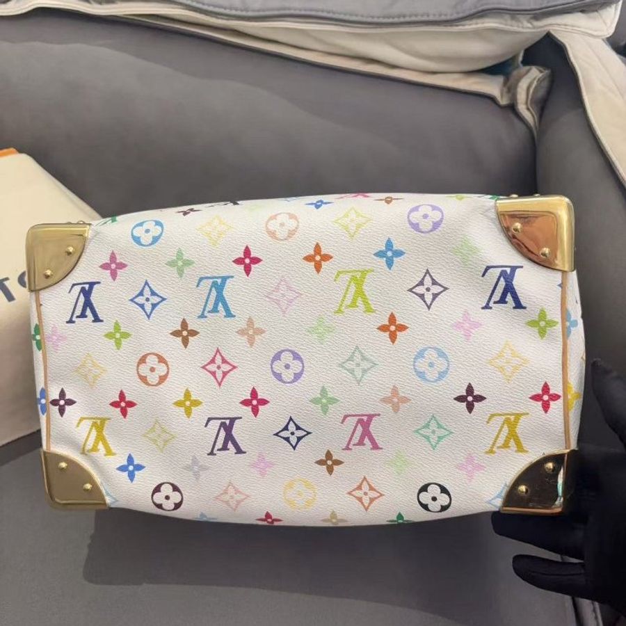 路易威登/Louis Vuitton 白三彩Speedy30枕頭包-4