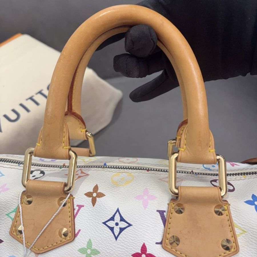 路易威登/Louis Vuitton 白三彩Speedy30枕頭包-10