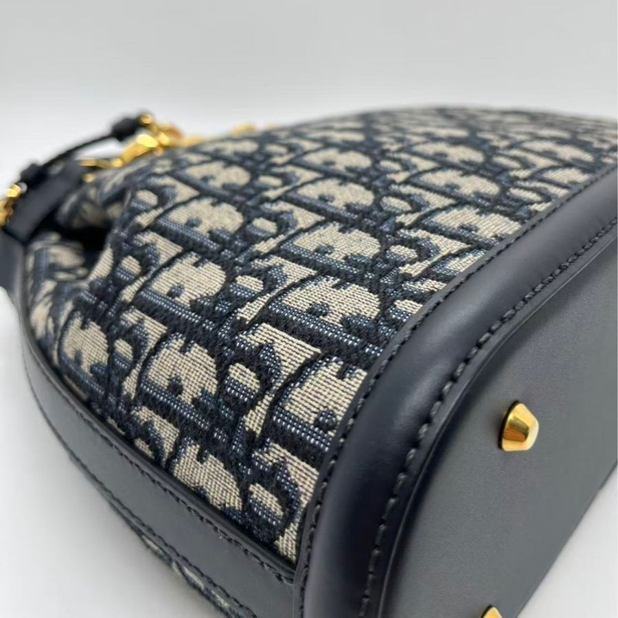DIOR迪奧 C'est Dior 可拆卸可調節肩帶老花滿印 水桶包手提斜挎包 Oblique印花拼牛皮革 單肩包 女款-7