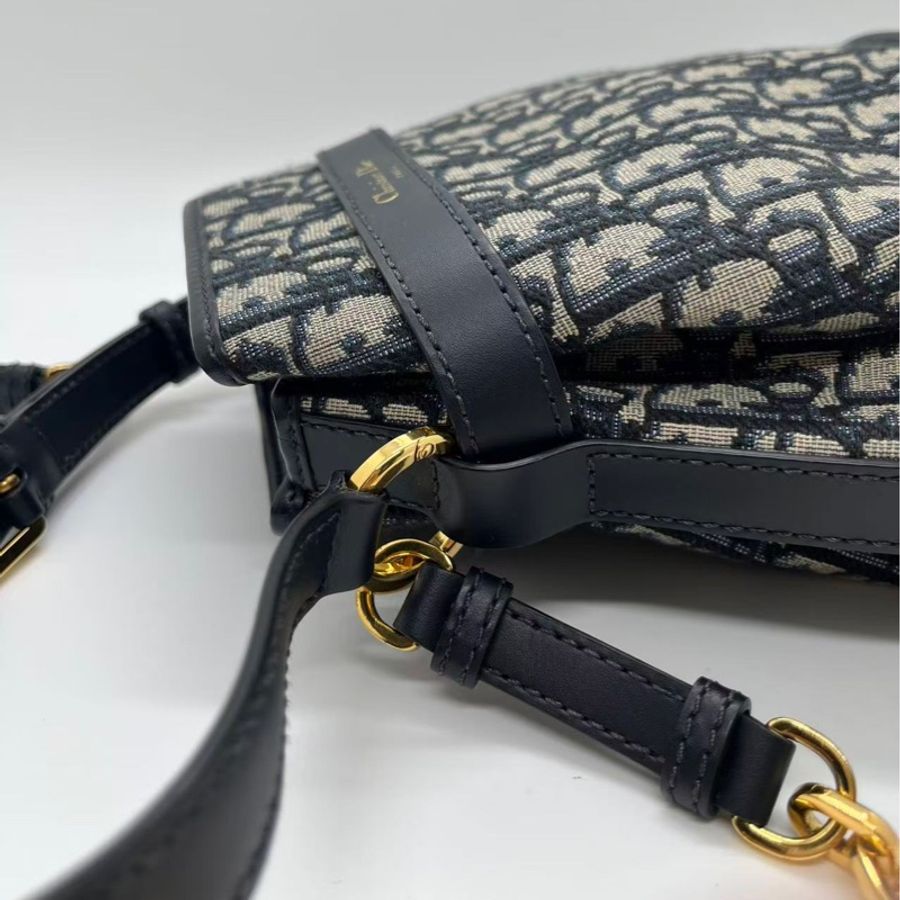 DIOR迪奧 C'est Dior 可拆卸可調節肩帶老花滿印 水桶包手提斜挎包 Oblique印花拼牛皮革 單肩包 女款-8