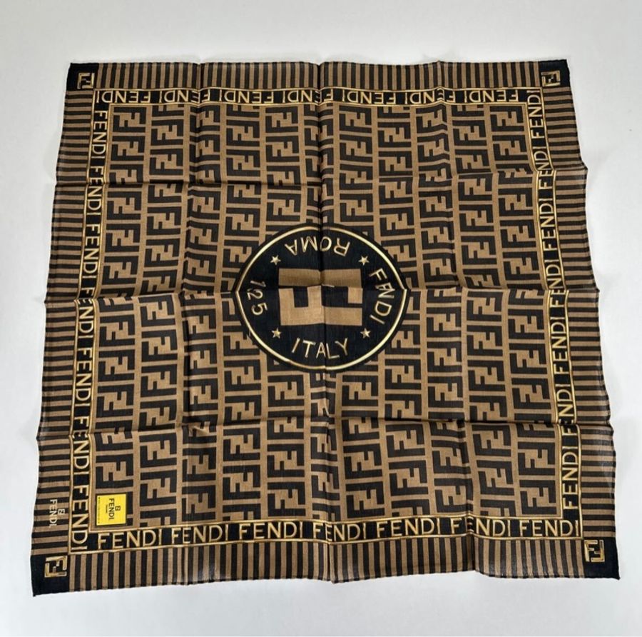 FENDI/Fendi/全新/未使用/方巾/領巾/髮帶/老花/純棉/Vintage-4