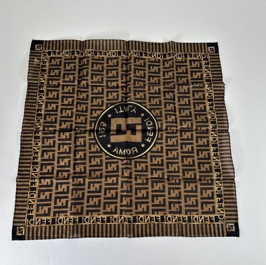FENDI/Fendi/全新/未使用/方巾/領巾/髮帶/老花/純棉/Vintage-5