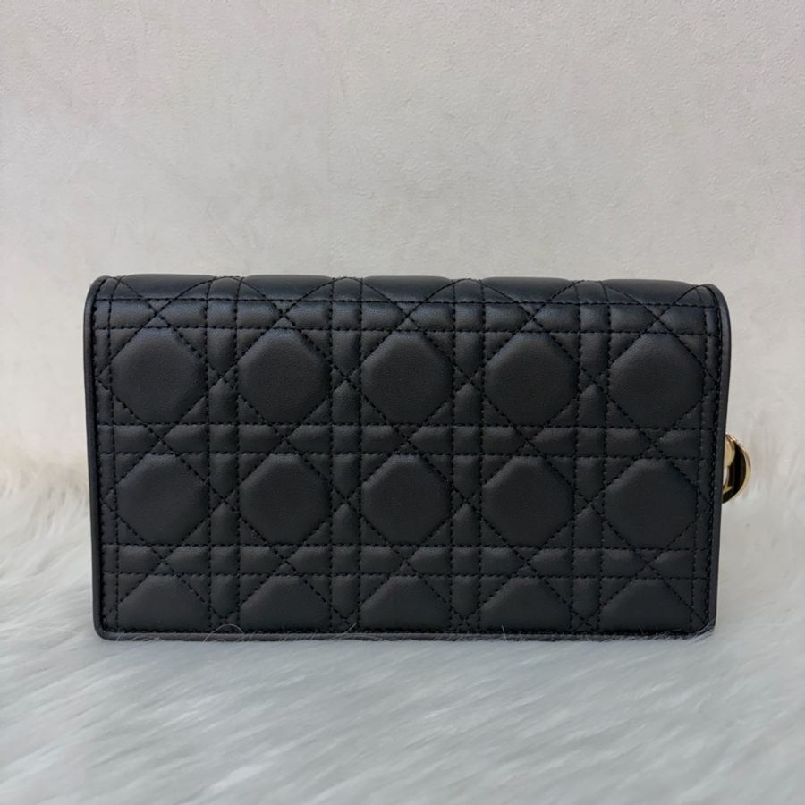 DIOR LADY DIOR S0204 黑皮 金釦 woc 手拿包 斜背包-1