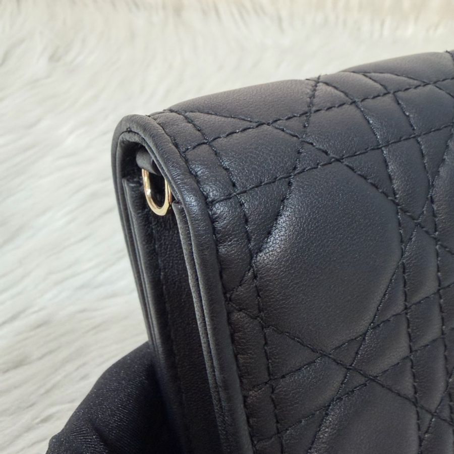 DIOR LADY DIOR S0204 黑皮 金釦 woc 手拿包 斜背包-20