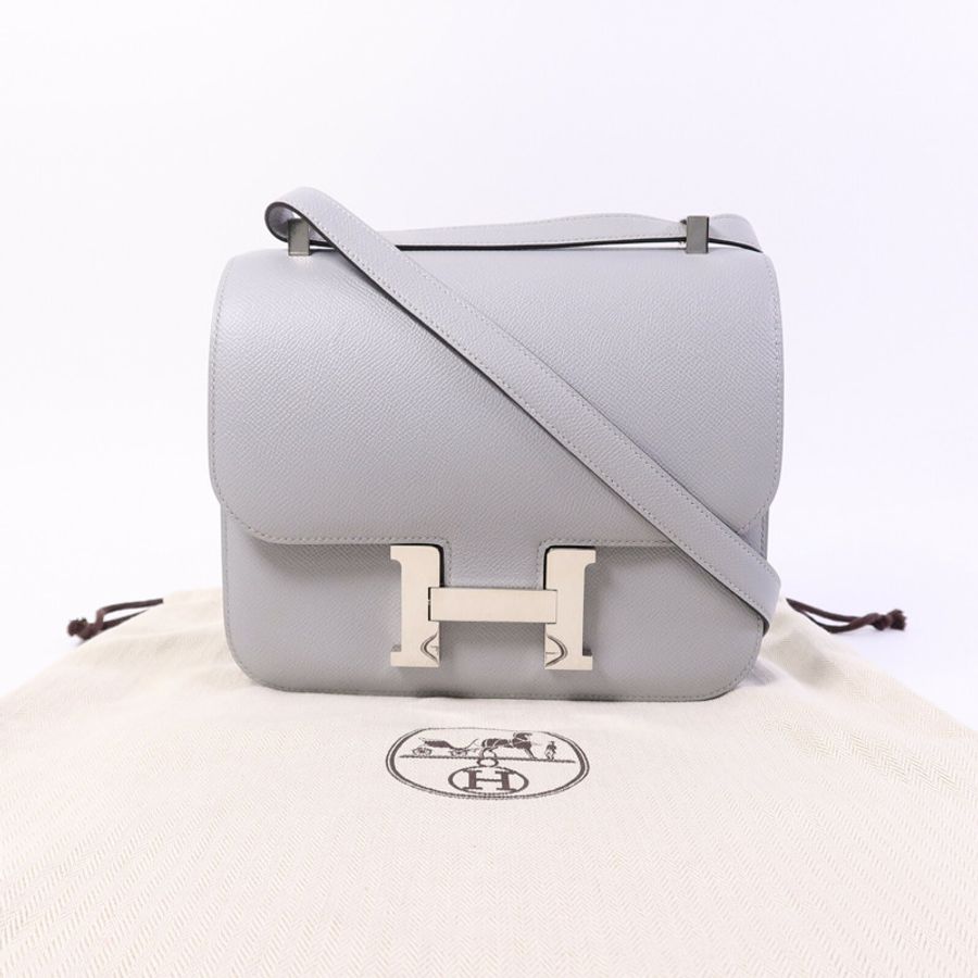 HERMES Epsom皮革Constance 24肩背袋Gris Mouette-9
