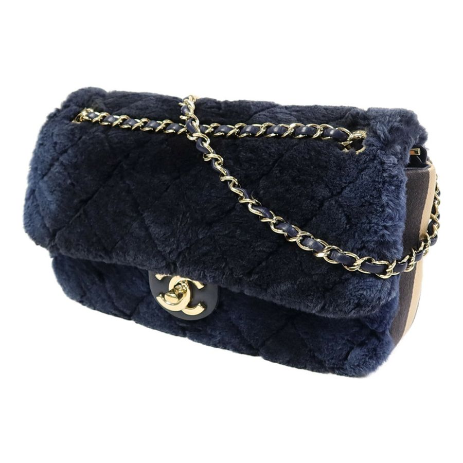 CHANEL 兔毛Flap Bag Medium鏈帶手挽肩背兩用袋-1