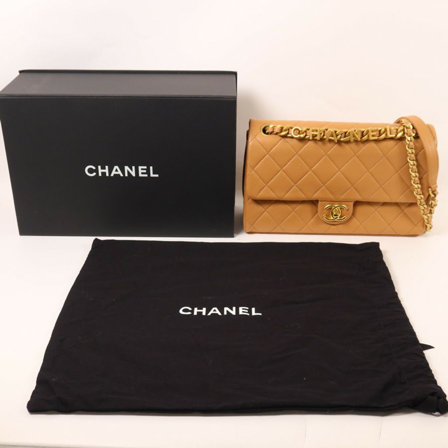 CHANEL 羊皮皮革Chain Shoulder鏈帶肩背袋-9