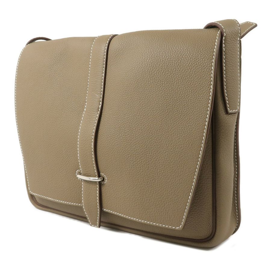 HERMES Clemence皮革Steve Light Junior肩背袋Etoupe-2