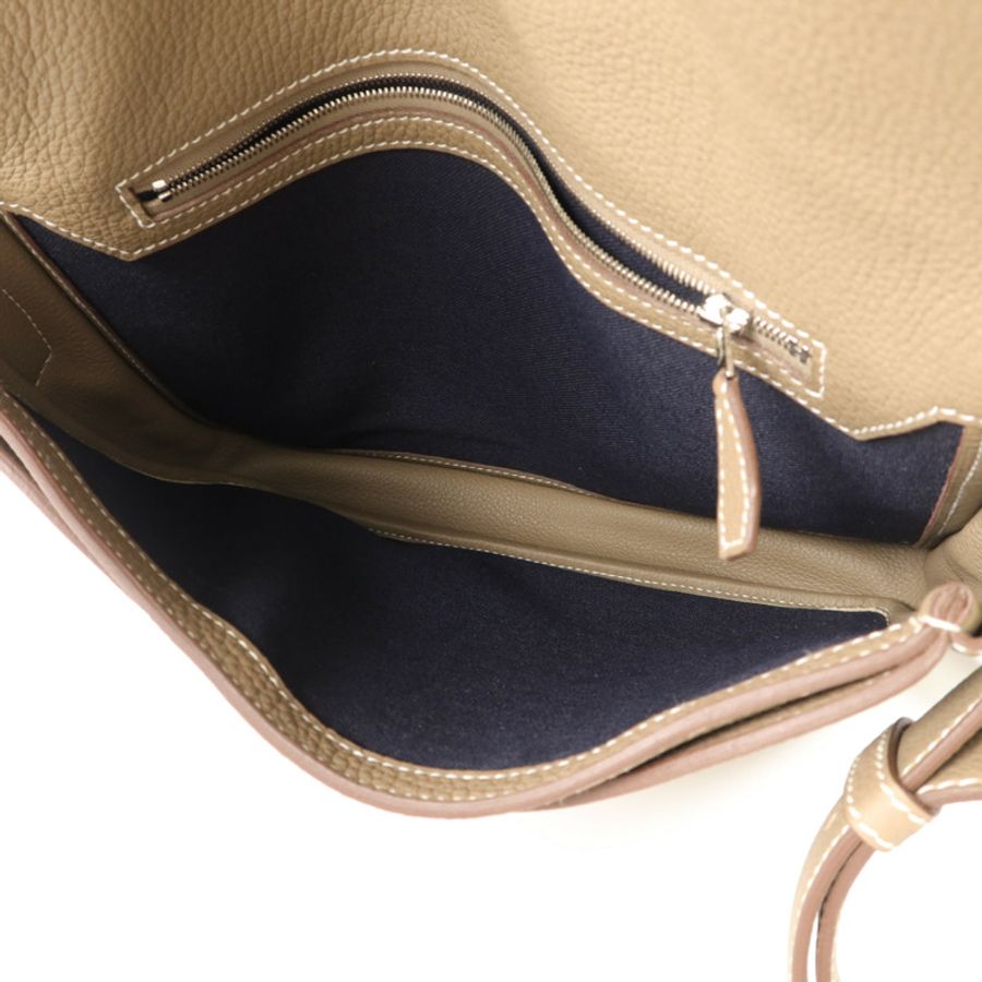 HERMES Clemence皮革Steve Light Junior肩背袋Etoupe-4