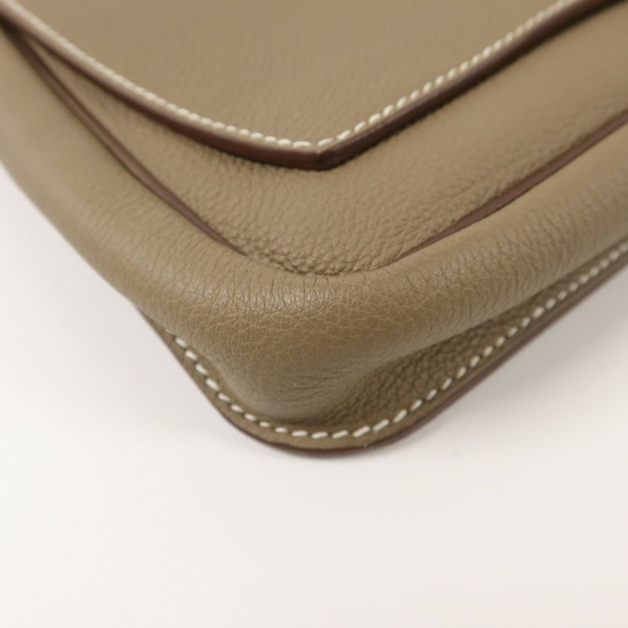 HERMES Clemence皮革Steve Light Junior肩背袋Etoupe-10