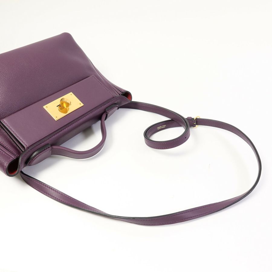 HERMES Evercolor皮革24/24 Mini手挽肩背兩用袋Cassis/Rouge Grenade-8