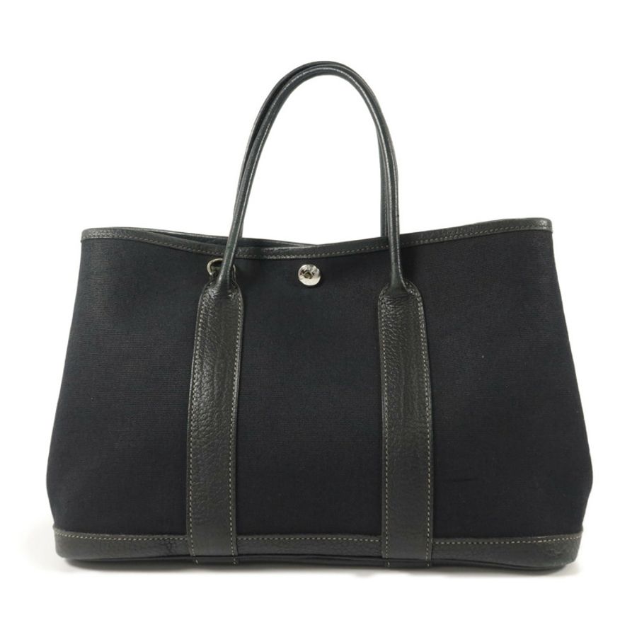 HERMES 帆布Garden Party PM手挽肩背兩用袋Noir-1
