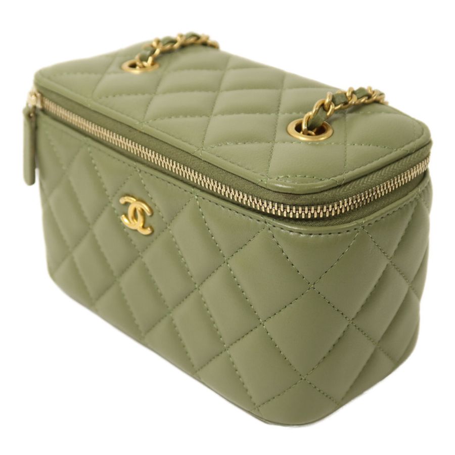 CHANEL 羊皮皮革Vanity Case With Gold Ball鏈帶肩背袋-2