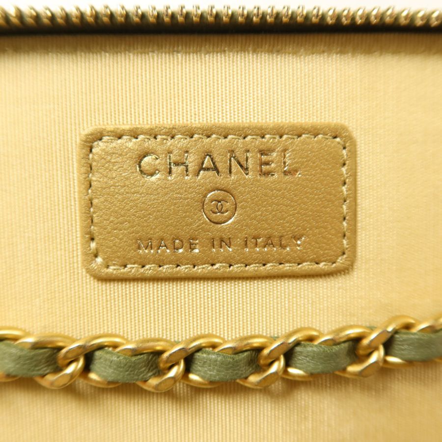 CHANEL 羊皮皮革Vanity Case With Gold Ball鏈帶肩背袋-5