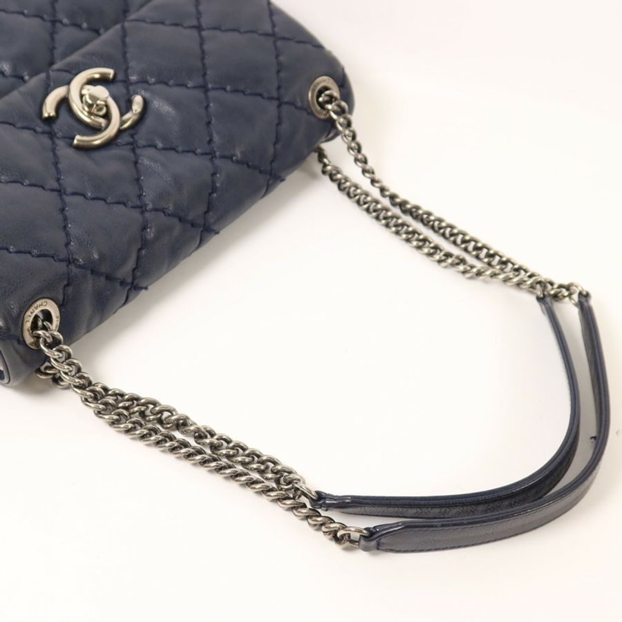 CHANEL 牛皮皮革Classic Flap鏈帶手挽肩背兩用袋-7