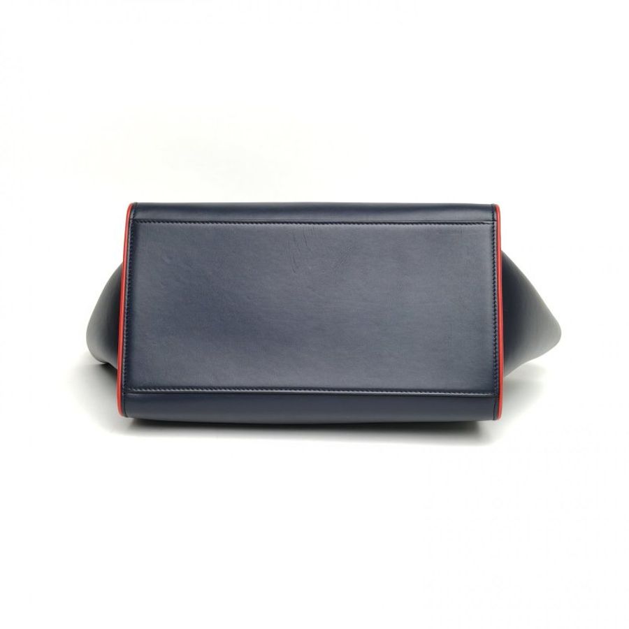 CELINE Trapeze秋千包小號27藍色牛皮銀扣肩背包-4