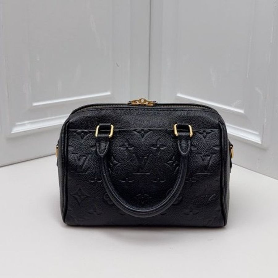 芯片款 路易威登/Louis Vuitton Speedy 20 黑色壓紋牛皮枕頭包-1