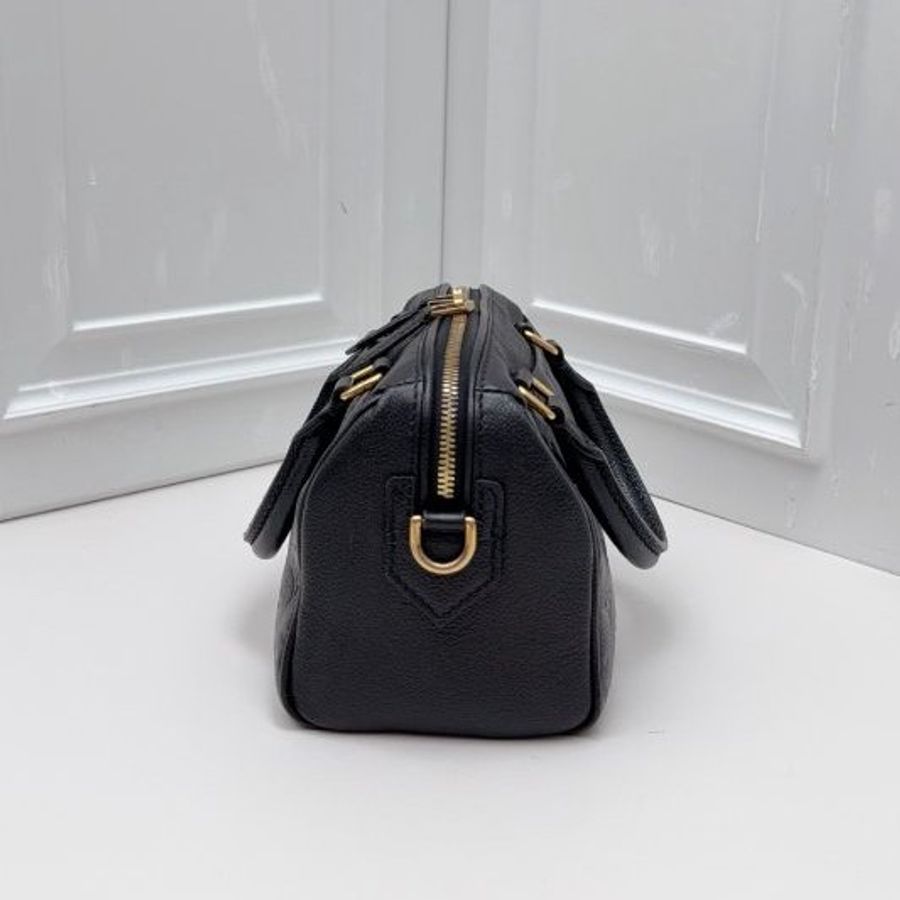芯片款 路易威登/Louis Vuitton Speedy 20 黑色壓紋牛皮枕頭包-2